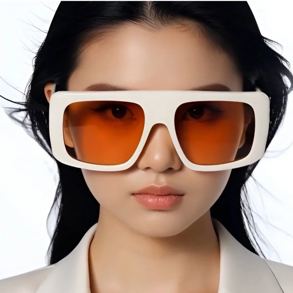 Celebrity Betty  Sunglasses Women White Frame Amber Lens Fashion Shades‎ Lentes